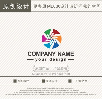 F字母六瓣花朵logo