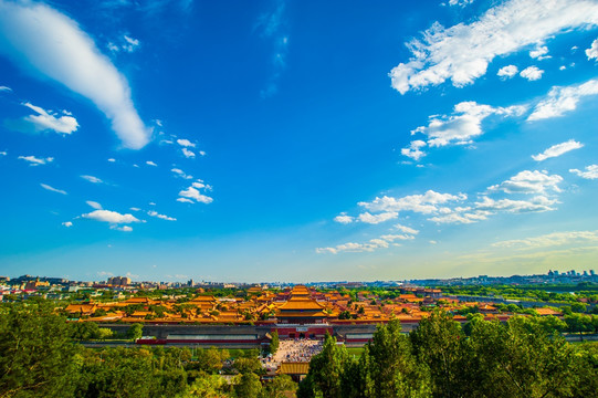 蓝天白云下的北京紫禁城