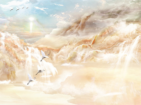 海景山水石紋