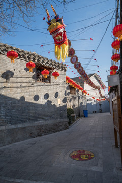 春节期间北京胡同灯笼