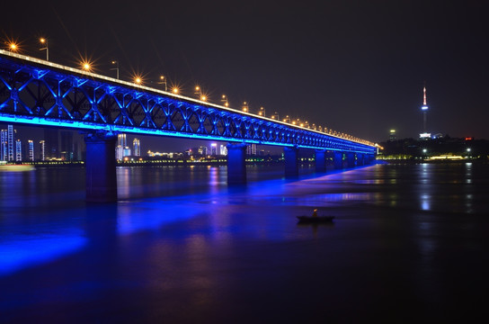 武汉长江大桥夜景201811