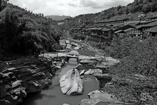 中山古镇全景老照片