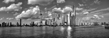 上海外滩风光黑白全景图