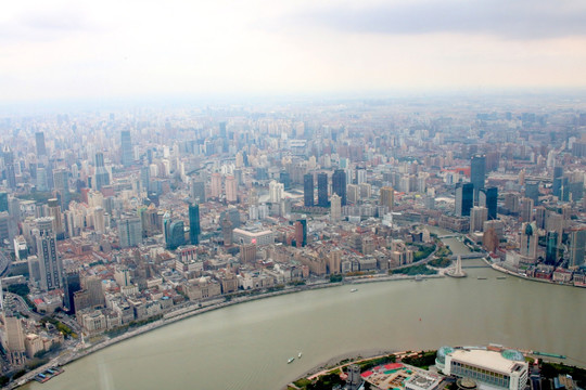 上海外滩鸟瞰图