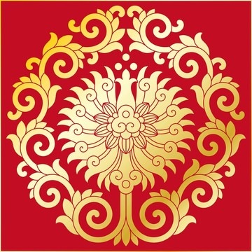 寶相花纏枝紋燙金版