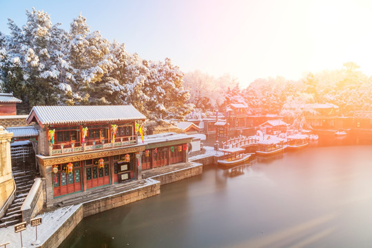 冬季颐和园苏州街雪景