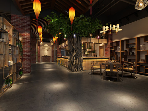 工裝工業(yè)風(fēng)餐廳效果圖