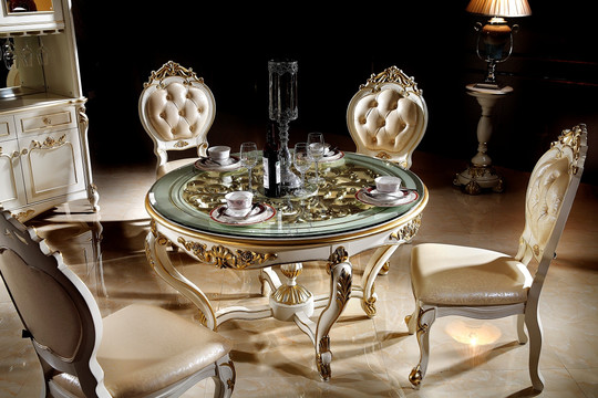 法式系列象牙白餐桌椅