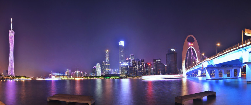 广州珠江夜景全景图