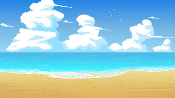 卡通矢量背景沙滩