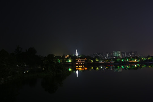 西湖夜景全景