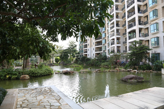 小区湖面风景