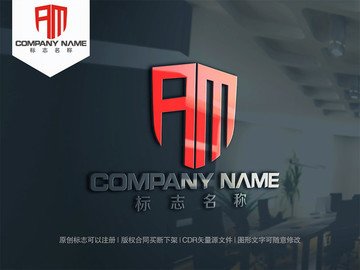 字母AM字母MA盾牌logo