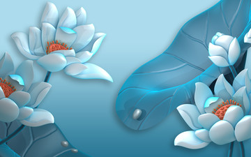 3d立體浮雕荷花電視背景墻