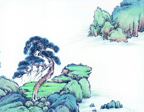 国画水墨山水画