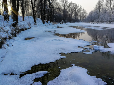 冰雪中的河流