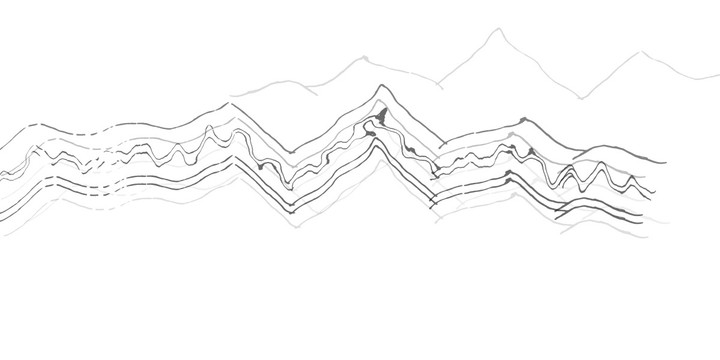 山峰線描