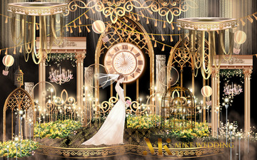 歐式哥特風(fēng)手繪婚禮背景