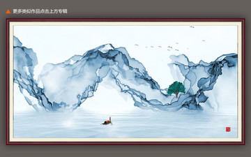 桂林山水水墨畫客廳背景框畫
