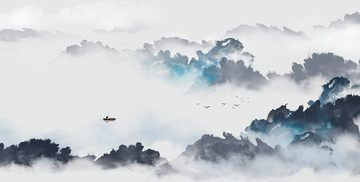 水墨山水裝飾畫(huà)