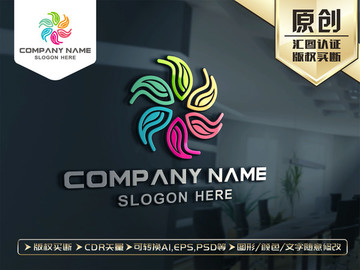 彩色花朵LOGO設(shè)計(jì)