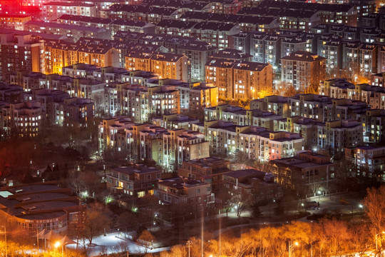 俯瞰北京城市夜晚