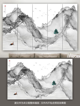 水墨山水玄關裝飾畫