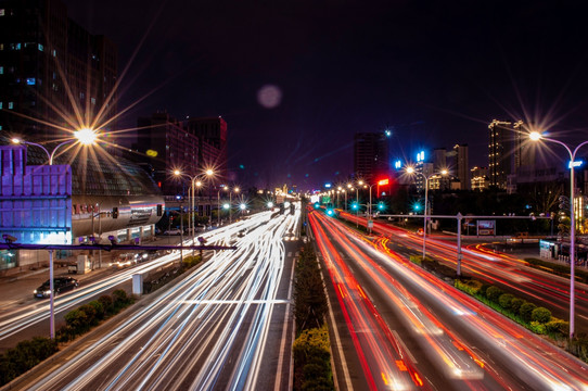 中国长春高速路夜景