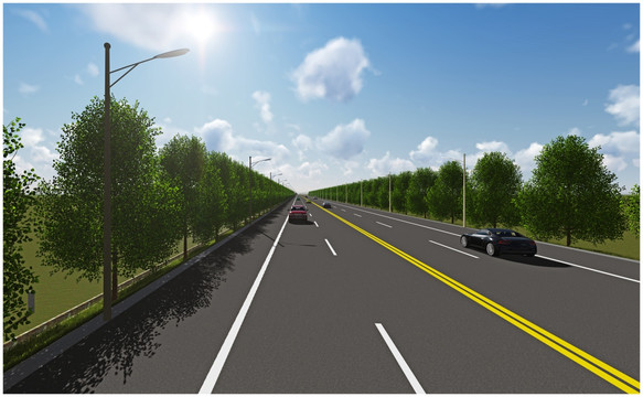 四車道道路效果圖