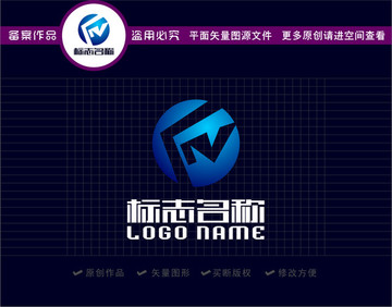 FN字母NF标志科技logo