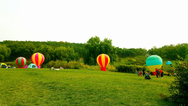 草坪上的热气球
