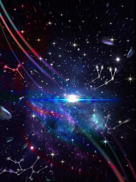 水彩漸變宇宙星空背景圖廣告背景