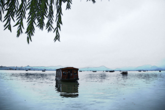 烟雨西湖