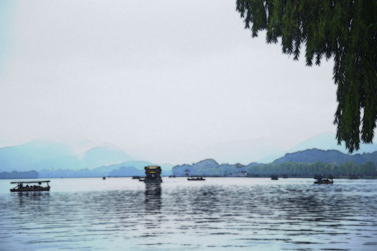 烟雨西湖