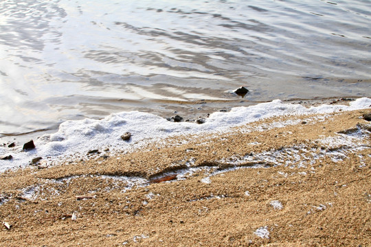 雪沙滩湖水