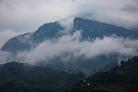 晨雾中的远山