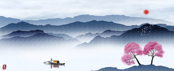 水墨山水裝飾畫