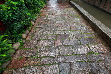 雨天石板路石头路