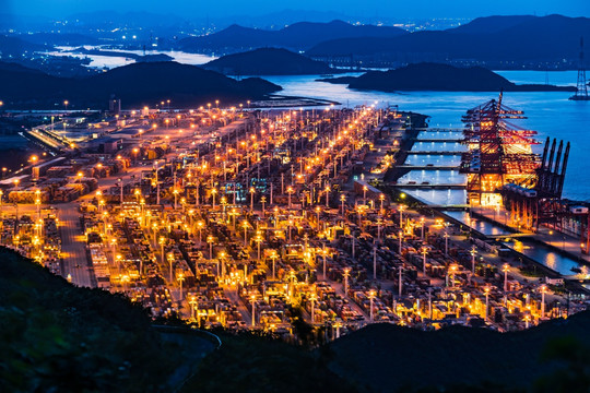 宁波港夜景