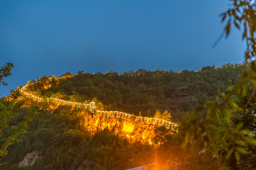 陕西延安凤凰山烽火台夜景