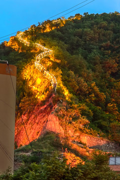 陕西延安凤凰山烽火台夜景