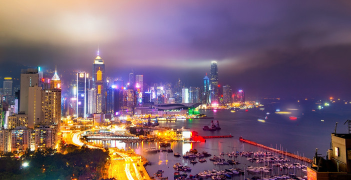 香港夜景全景图