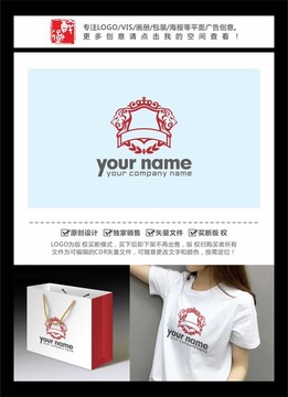 雙獅皇冠歐式徽章LOGO