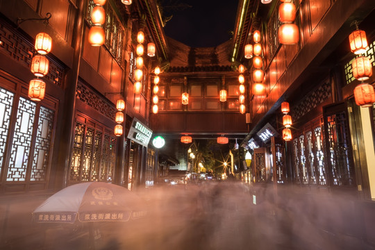 成都锦里古镇夜景