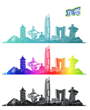 東莞地標(biāo)線描手繪