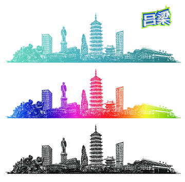 呂梁地標線描手繪