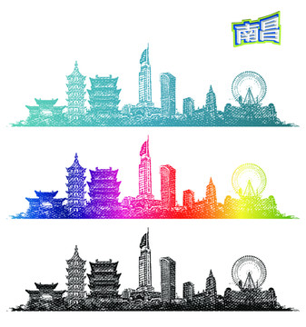 南昌地標(biāo)線描手繪