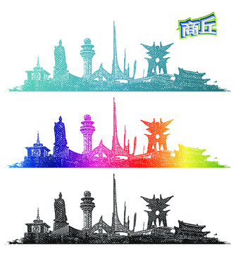 商丘地標(biāo)線描手繪