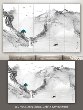 潑墨山水水墨畫