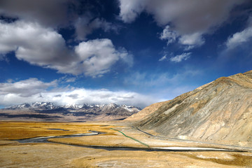 帕米尔湿地与山峰